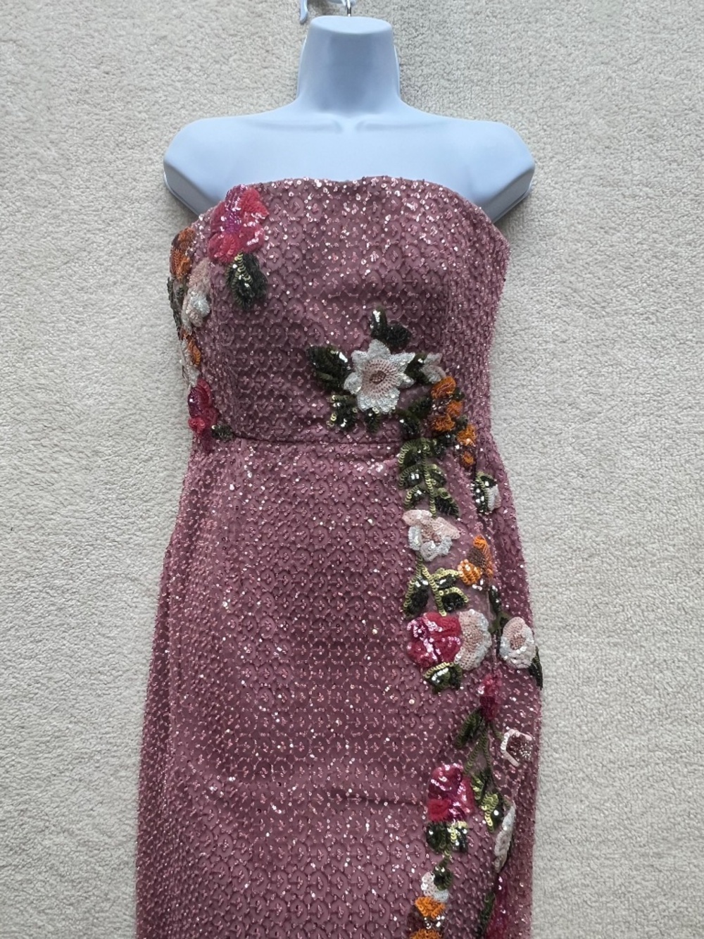 Helsi Silvia Strapless Stretch Sequin Midi Mauve PinkDress - Picture 5 of 7